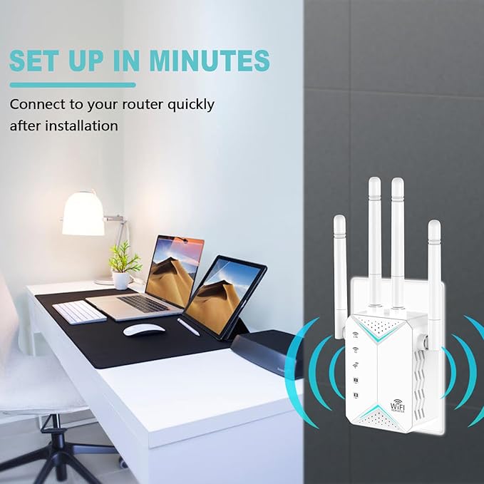 2025 WiFi Extender Signal Booster for Home - 1200Mbps Dual Band, Covers 12880 Sq Ft & 108 Devices, Long Range Internet Booster with Ethernet Port, Easy Setup