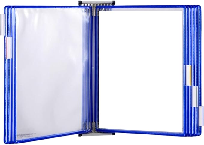 Tarifold DJOIS Wall Mount Reference System – 10 Double-Sided Display Pockets – Letter Size – Steel Wire Frame – Adjustable Tabs – Made in France - Blue (W211)
