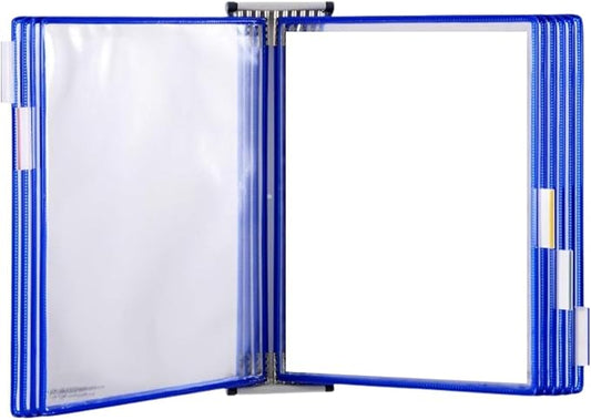Tarifold DJOIS Wall Mount Reference System – 10 Double-Sided Display Pockets – Letter Size – Steel Wire Frame – Adjustable Tabs – Made in France - Blue (W211)