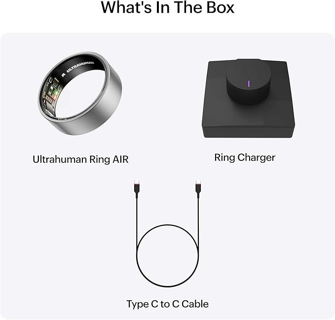 ULTRAHUMAN Ring AIR – Sleep and Fitness Tracker, Smart Ring for Men and Women, No app fee for Standard Features, Up to 6 Days Battery Life (Size 12)