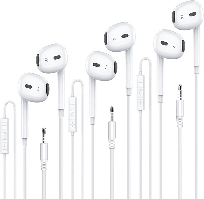 MOSWAG Wired Earbuds with Microphone, 3.5mm Jack in Ear Headphones with Microphone Suitable for Smartphones, Computers, Laptops, IPads, MP3 Players, Etc