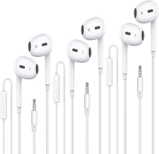 MOSWAG Wired Earbuds with Microphone, 3.5mm Jack in Ear Headphones with Microphone Suitable for Smartphones, Computers, Laptops, IPads, MP3 Players, Etc