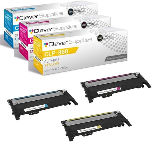 CS Replacement Toner Cartridge Compatible with Samsung CLP 360 CLT-C406S Cyan CLT-Y406S Yellow CLT-M406S Magenta CLX-3305FN 3306WN 3307W 3307FW SL-C410W C460FW Xpress C410W C460FW C416FW 3 Color Set