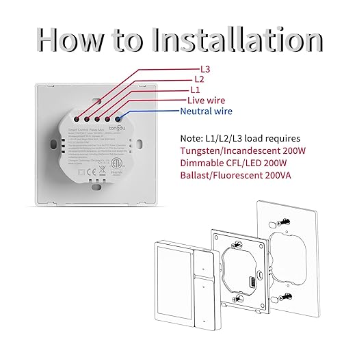 DIY WiFi Smart Switch, 3-Switch Smart Home Control Panel Mini, 3.5 inch with LCD Touchscreen and Sigmesh, IR Remote Control, Tuya/Smart Life App, Partition Control, FCC Certificated, ETL Listed