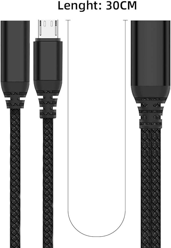 AreMe 2 Pack OTG Cable Adapter for Fire TV Stick 4K, Powered Micro USB to USB OTG Cable for Android Phone Tablet and More Host Devices with Micro USB (Black)