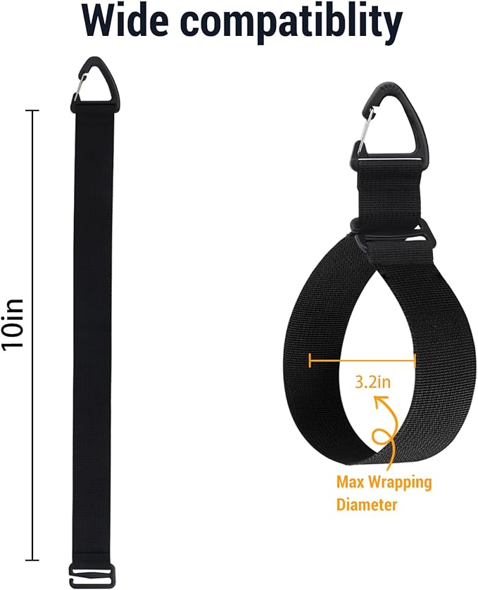 Easy Hang Extension Cord Holder Organizer, Tightened by Gravity, Heavy Duty Storage Straps,Perfect for Garage Organization, 4 PCS 10", Black