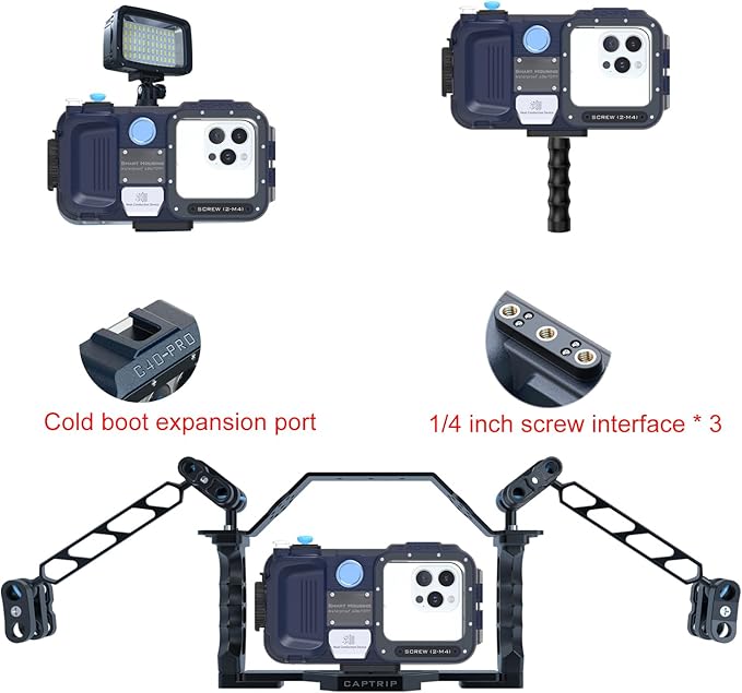 Professional Diving Phone Case, 131FT/40M Underwater Photography Housing, Bluetooth Connection - Button Control, Universal Waterproof Snorkeling Phone case for iPhone and Samsung Android