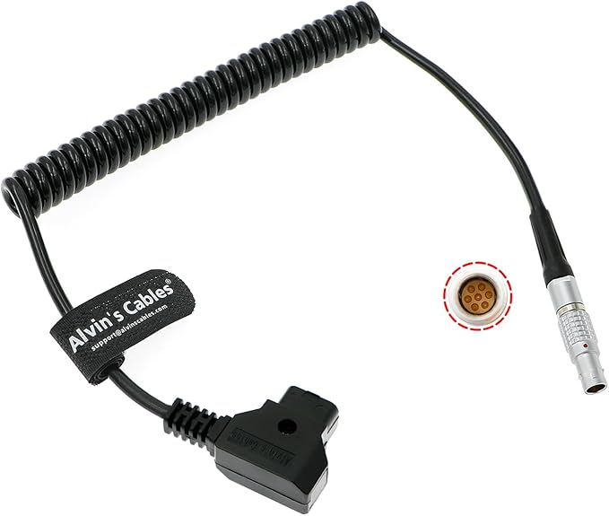 Alvin's Cables Power Cable for Tilta Nucleus-M Motor 7 Pin Male to D-tap Coiled Cable for V-Mount Battery Plate