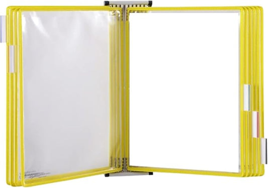 Tarifold DJOIS Wall Mount Reference System – 10 Double-Sided Display Pockets – Letter Size – Steel Wire Frame – Adjustable Tabs – Made in France - Yellow (W241)