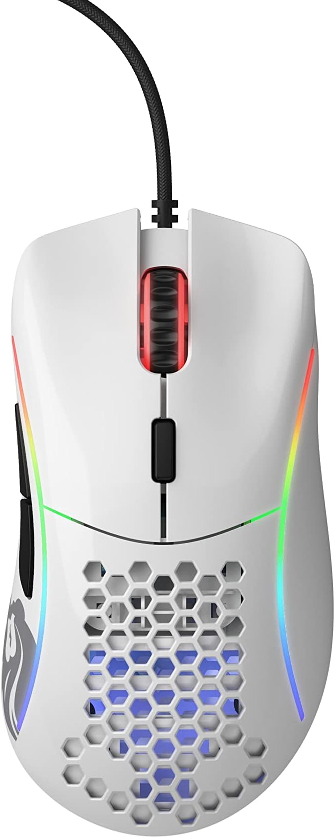 Glorious Gaming Model D- (Minus) Wired Gaming Mouse - 61g Superlight Honeycomb Design, RGB, Ergonomic, Pixart 3360 Sensor, Omron Switches, PTFE Feet, 6 Buttons - Glossy White