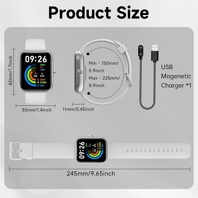 Smart Watch for Men Women with Bluetooth Call,Alexa Built-in Smartwatch,1.8" DIY Dial Fitness Watch with 100+ Sport Mode,IP68 Waterproof Watch Compatible with Android iOS