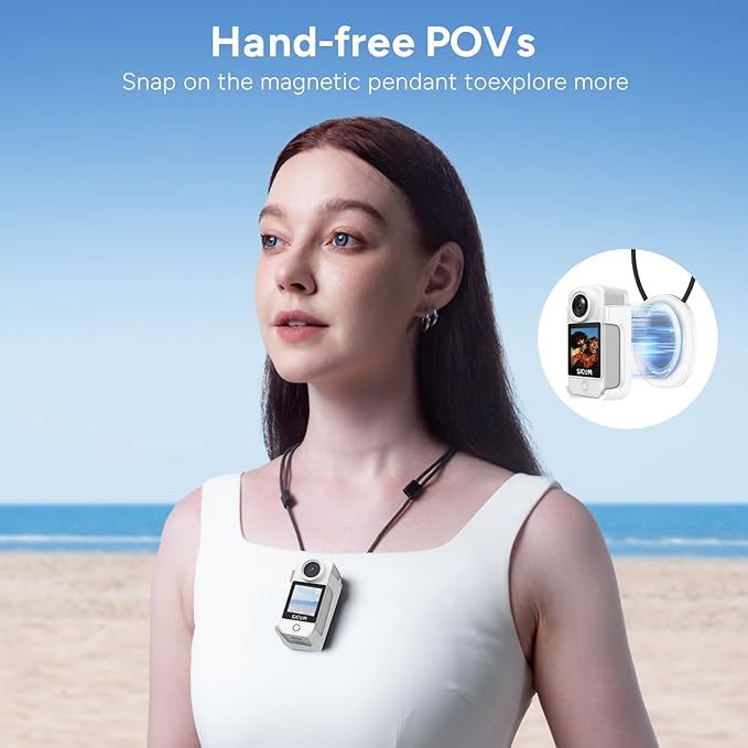 SJCAM C300 Vlogging Combo,4K Pocket Action Camera,7H Power,6-Axis Stabilization,Dual-Touch Screen 154° Wide FOV Video Body Cam for Travel,Sport,Waterproof,Live Streaming,Magnetic Werable,64G Card