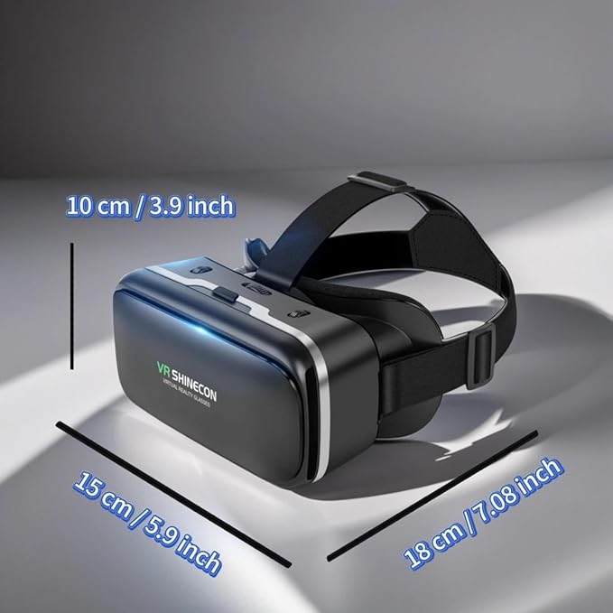 VR Headset with Controller for iPhone & Android – 3D Virtual Reality Glasses for 4.7″–6.5″ Phones, Adjustable Goggles for Movies, Games, Gift-Ready (Anti-Blue with Controller)