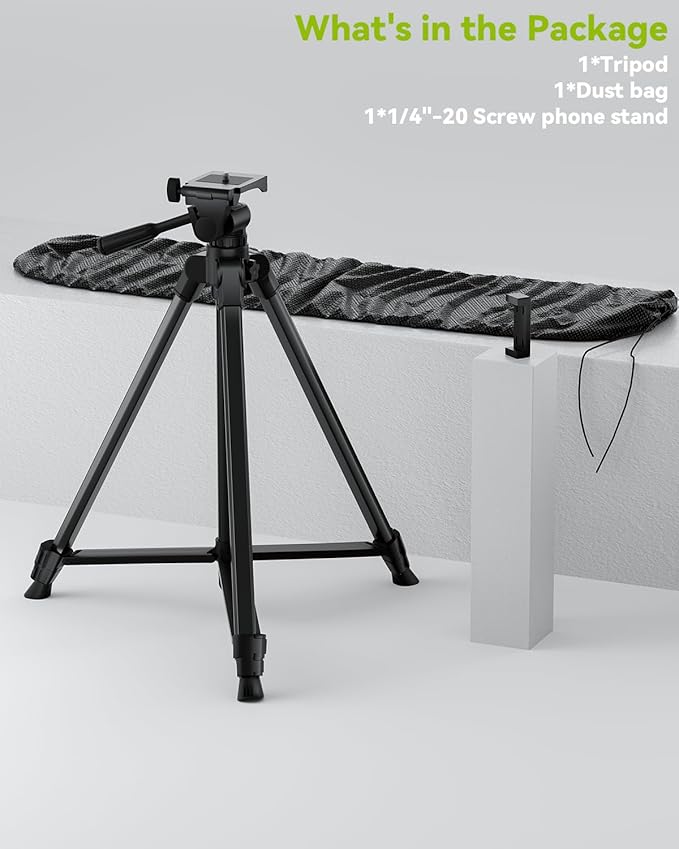 Laser Level Tripod Stand, 61" Lightweight Aluminum Lifting Tripod with 1/4" Thread, Adjustable Height Stand for Laser Level, Projector, Camera, and Phone