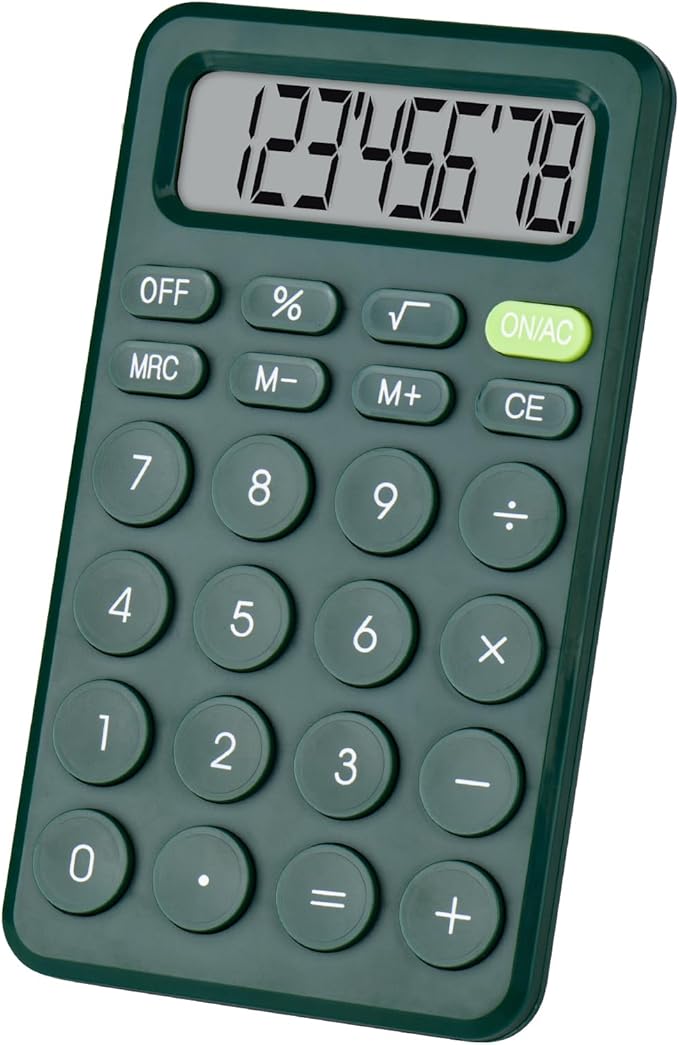 Basic 4 Function Calculator for Students and Office: Small, Portable, and Easy-to-use - Suitable for School and Office Essentials (Green)
