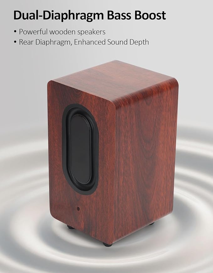 Small Computer Speakers, 2.0 Wooden Speakers for PC or Laptop, USB-Powered Small PC Speakers, Suitable for Desktop Computers/Laptops Built-in 2x2 Speaker Diaphragms