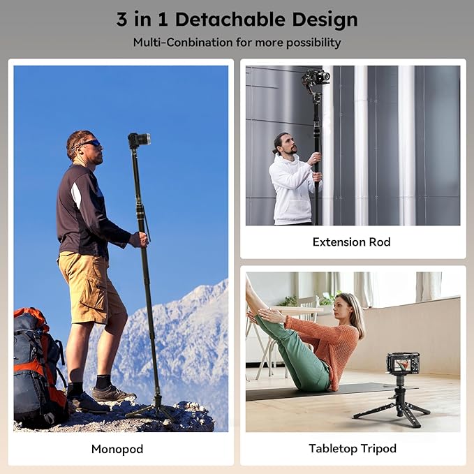 SIRUI Carbon Fiber Monopod, 57" Camera Monopod with Pedal Feet, One-Step Height Adjustment with Twist Lock, Compact & Rapid System for DSLR Camera, Max Load 22lbs/ 10kg, SVM-145P