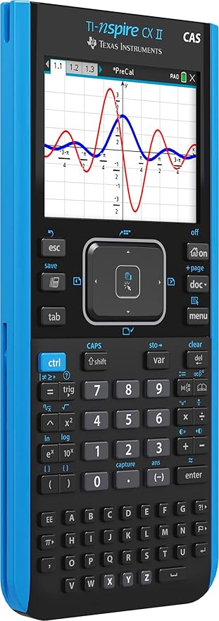 Texas Instruments TI-Nspire CX II CAS Graphing Calculator | Color Screen, 8 Built-in Apps, Python Programming, Included Software, for Math, Science and Finance | Signature Series Power Bundle