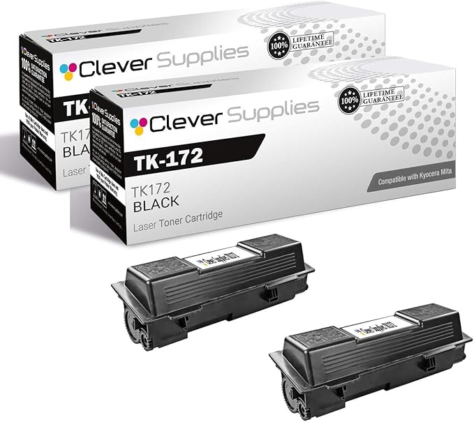 CS Replacement Toner Cartridge Compatible with Kyocera Mita TK-172 TK172 Black FS Series FS 1320D 1370DN Toner Cartridge 2 Pack