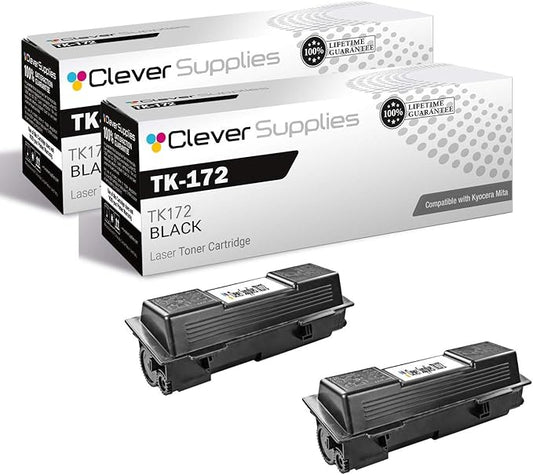 CS Replacement Toner Cartridge Compatible with Kyocera Mita TK-172 TK172 Black FS Series FS 1320D 1370DN Toner Cartridge 2 Pack