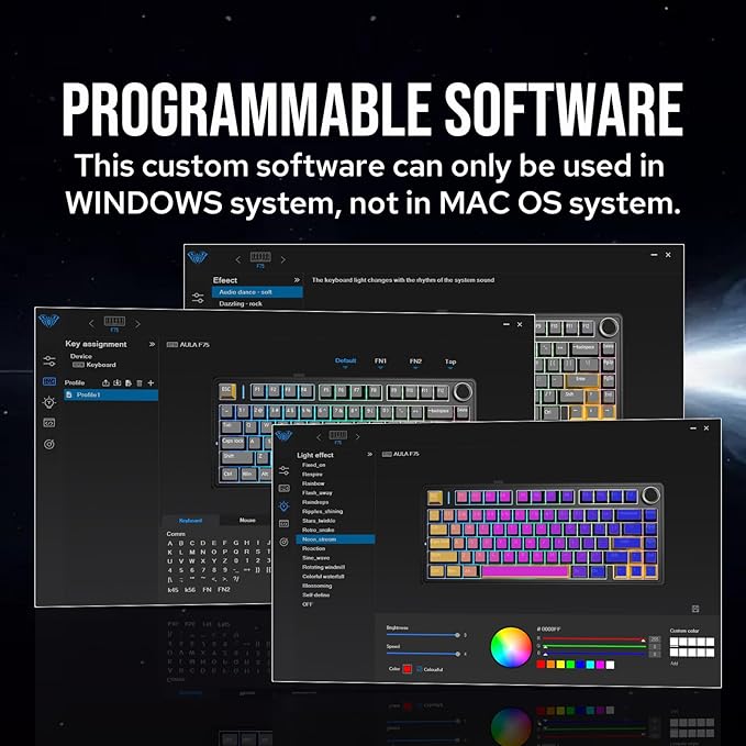EPOMAKER x Aula F75 Gasket Mechanical Keyboard, 75% Wireless Hot Swappable Gaming Keyboard with Five-Layer Padding&Knob, Bluetooth/2.4GHz/USB-C, RGB (Black Gradient, LEOBOG Reaper Switch)