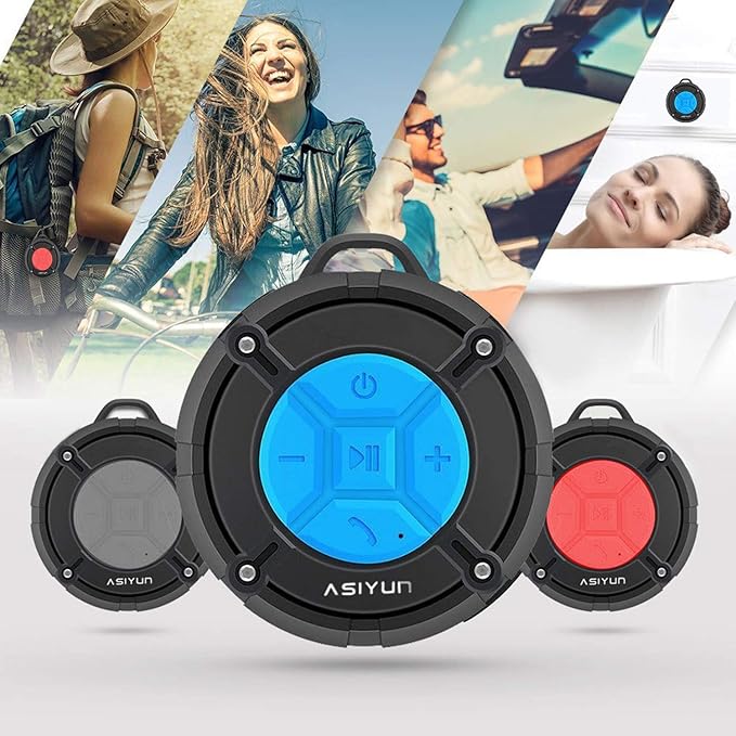 Shower Speaker, IPX7 Waterproof Bluetooth Speaker with HD Bass, Suction Cup & Durable Hook, Built-in Mic for Hands-Free Calls, Pool, Beach, Outdoor(Red)