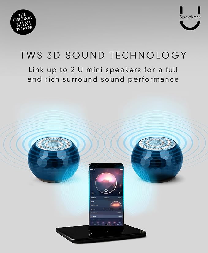 Fashionit U Mini Small Bluetooth Speaker Wireless Mic & Remote Shutter, Portable Bluetooth Speakers, Rich Sound for Home & Outdoor, Stocking Stuffers, Gifts for Adults - Glam Midnight Blue