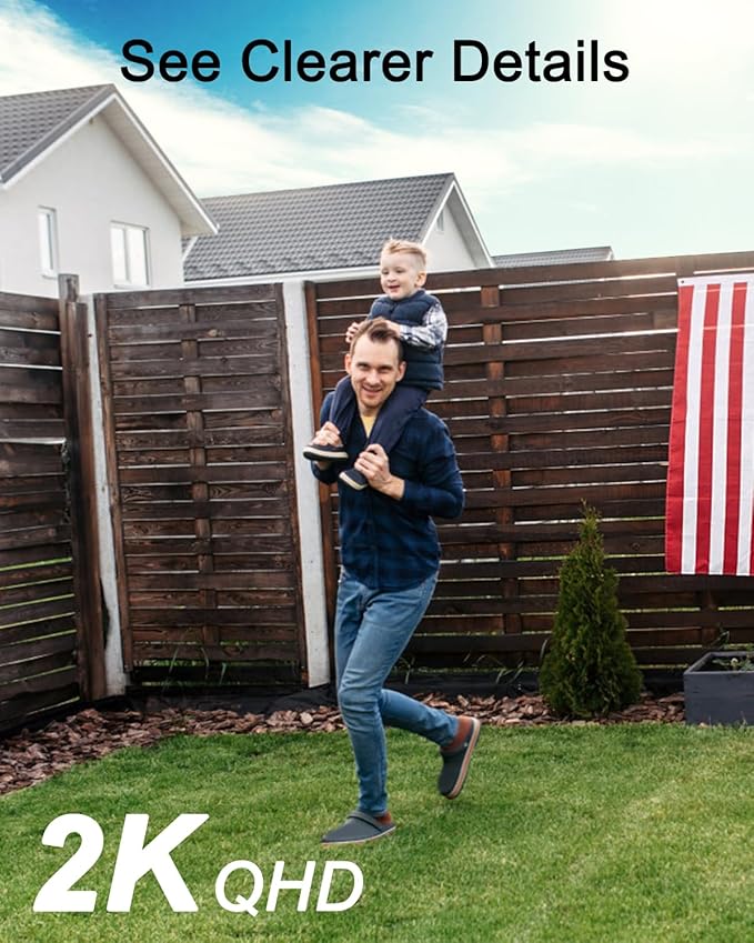 ANRAN 2K Solar Security Cameras Wireless Outdoor, 2.4Ghz WiFi Surveillance Outdoor Camera for Home Security with Embedded Solar Panel, Color Night Vision, 2-Way Talk, IP67 Waterproof, Work with Alexa