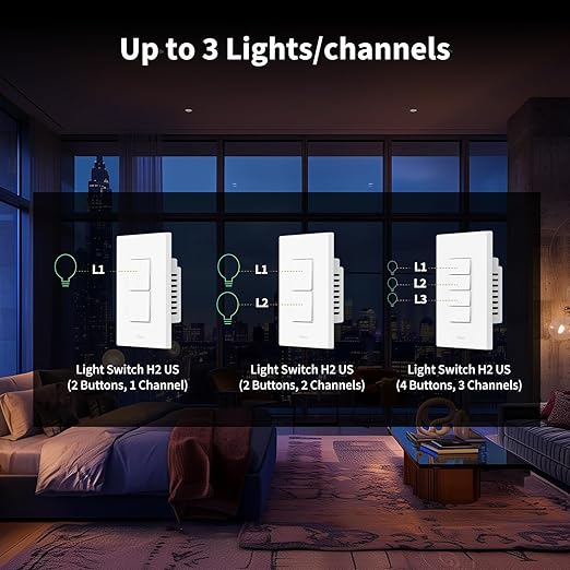 Aqara Smart Light Switch H2 (2-in-1 Neutral, 4 Buttons, 3 Channels), Thread/Zigbee Protocol, Wall Switch for Smart Home, Supports Apple Home, Google, Alexa, Matter Over Thread