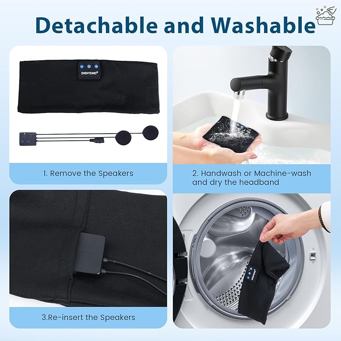 Sleep Headphones Wireless Bluetooth 5.4 Headband, Sports Earphones Sleep Earbuds with HD Stereo Speaker Microphone for Workout Jogging Yoga Insomnia Air Travel Meditation Unique Gifts Black