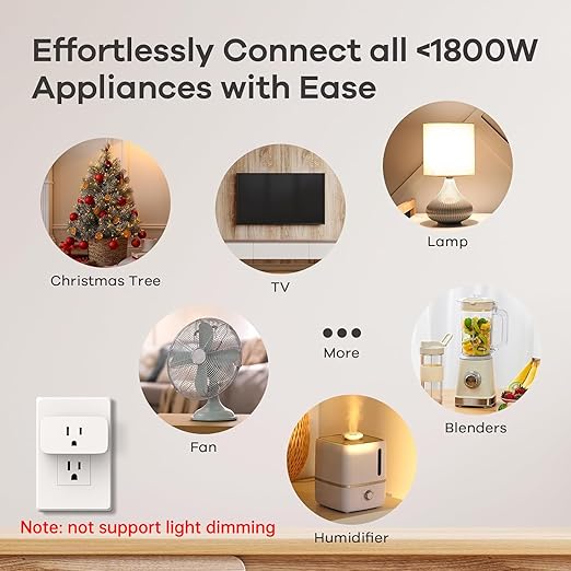 Linkind Matter Smart Plug, Work with Apple Home, Siri, Alexa, Google, SmartThings, Smart Outlet 15A/1800W Max, Smart Home Automation, APP Remote Control,Timer&Schedule, 2.4G Wi-Fi Only, 2 Pack