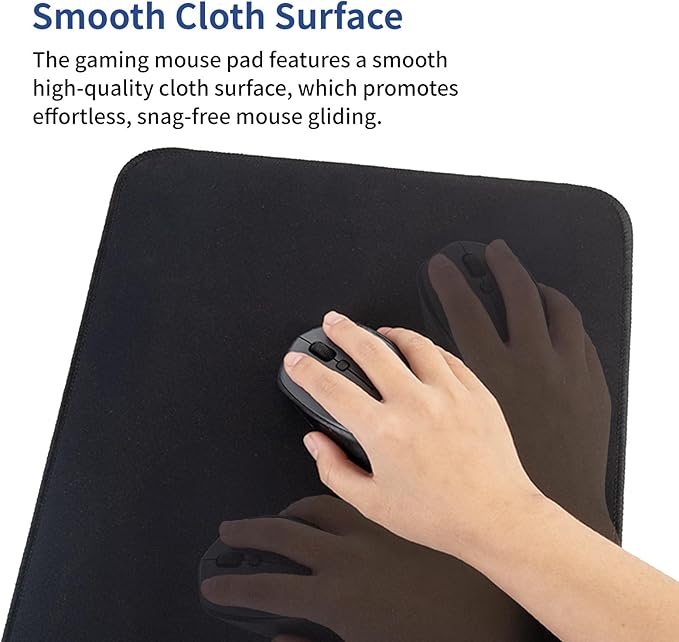 15W Large Gaming Mouse Pad with Superior Micro-Weave Cloth, Extended Desk Mousepad with Stitched Edges, Non-Slip Base, Water Resist Keyboard Pad for Gamer, Office & Home, 30 x 12 in, Black