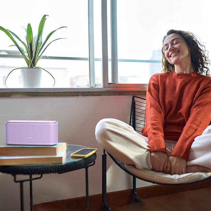 DOSS SoundBox Touch Wireless Bluetooth Speaker with 12W HD Sound and Bass, IPX5 Water-Resistant, 20H Playtime, Handsfree, Portable for Office, Home, Outdoor, Travel-Purple