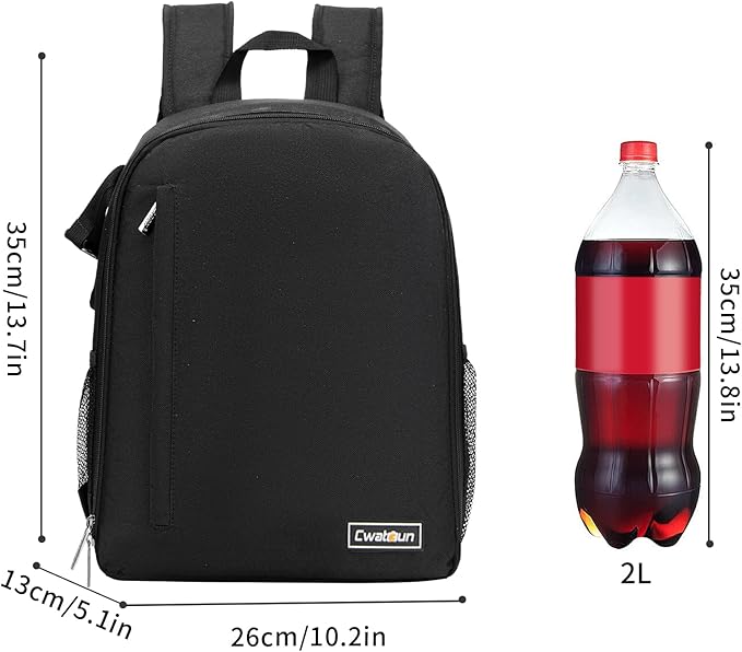 Cwatcun Camera Backpack Bag Professional for SLR DSLR Mirrorless Camera Waterproof Camera Case Compatible with Sony Canon Nikon Camera and Lens Tripod Accessories (Ⅱ Small Black)
