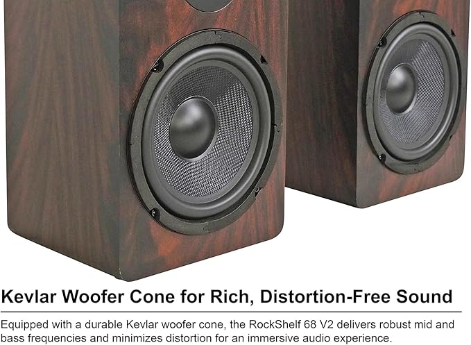 Rockville Pair RockShelf 68D V2 400W Bookshelf Speakers 8 Ohm, Kevlar Woofers, Silk Dome Tweeter, MDF Cabinet, for Home Theater and Audiophiles