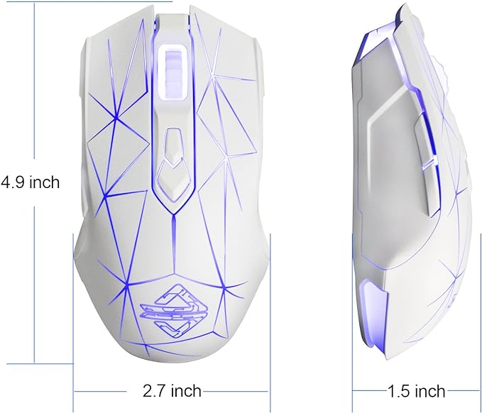 FIRSTBLOOD ONLY GAME. AJ52 Watcher RGB Gaming Mouse, Programmable 7 Buttons, Ergonomic LED Backlit USB Gamer Mice Computer Laptop PC, for Windows Mac Linux OS, Star White