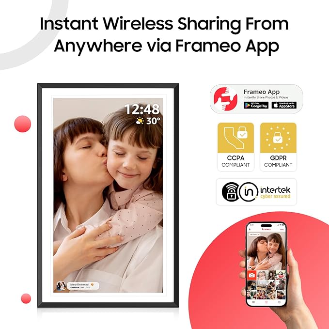 ApoloSign Digital Picture Frame 15.6 inch, WiFi Digital Photo Frame with 32GB Storage, 1920x1080 FHD IPS Touch Screen, Auto-Rotate, Easy Setup to Share Photos or Videos Instantly via Frameo App