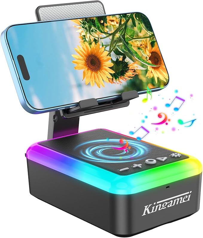 Gift for Men & Women | 3-in-1 Bluetooth Speaker, Cell Phone Stand & Portable Wireless Lanyard with Light | Unique Birthday Gift for Dad, Mom, Husband | Cool Tech Gadget