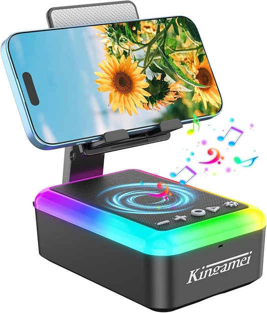 Gift for Men & Women | 3-in-1 Bluetooth Speaker, Cell Phone Stand & Portable Wireless Lanyard with Light | Unique Birthday Gift for Dad, Mom, Husband | Cool Tech Gadget