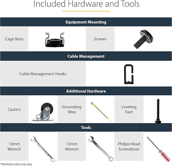 StarTech.com 4-Post 18U Mobile Open Frame Server Rack, 19in Network Rack with Wheels, Rolling Rack for Computer/AV/Data/IT Equipment - Casters, Leveling Feet or Floor Mounting (4POSTRACK18U)