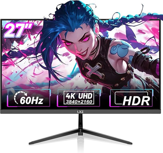 LXZ 27 Inch 4K Monitor with Built-in Speaker, 60Hz UHD Gaming Monitor, Adaptive-Sync, VA Panel, 2X HDMI 2.0, 2X DP 1.4, VESA Mountable
