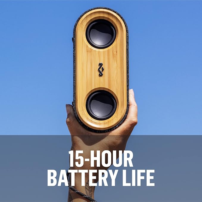 House of Marley Get Together 2 Mini: Portable Speaker with Wireless Bluetooth Connectivity, 15 Hours of Playtime and Sustainable Materials, Signature Black