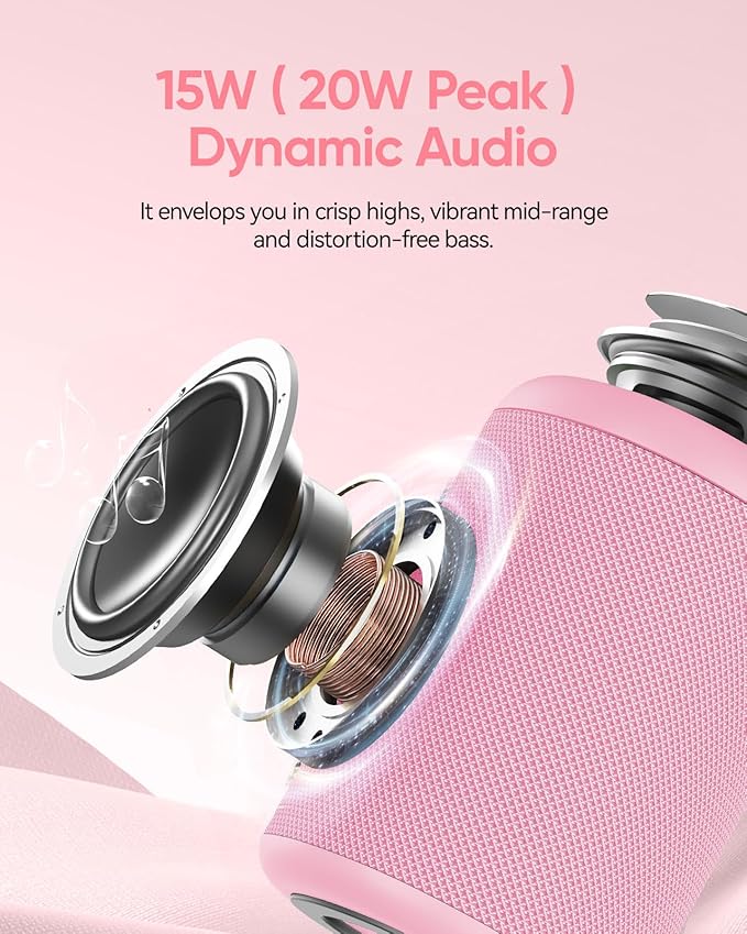 Portable Bluetooth Speaker with Lights, Stocking Stuffers, Powerful Crystal Clear Sound, IPX5 Waterproof, All Day Playtime, BT 5.3, TWS Paring, Small Wireless Speaker for Outdoor, White Elephant Gifts