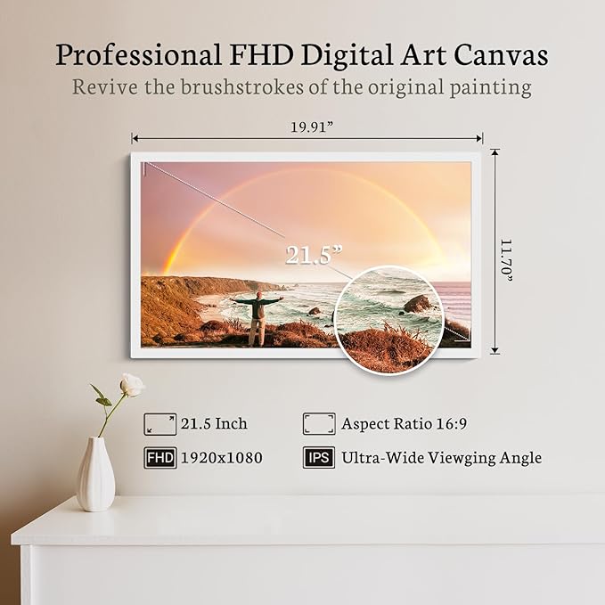 BSIMB Large Digital Picture Frame 21.5 Inch, 64GB Touchscreen 1920x1080 FHD WiFi Digital Photo Frame Electronic Remote Control, Share Pictures/Videos via App/USB/SD Easy Setup Gifts for Mom, White