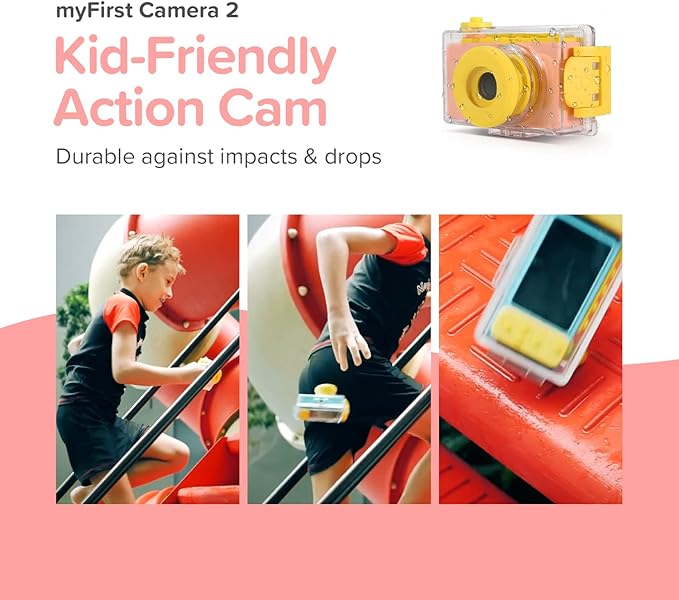 myFirst Camera 2 - Kids Action and Underwater Camera, 8MP 1080P HD Video, Toddler Digital Camera, Webcam, Tripod Mount, MicroSD Card, Neck Lanyard, Christmas or Birthday Gift for Kids 3-12 (Pink)