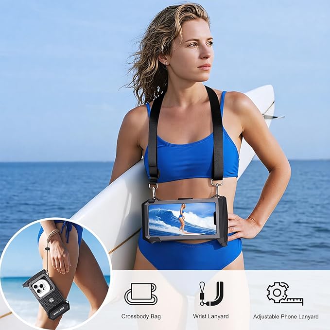 Waterproof Phone Case for Snorkeling & Diving (98ft/30m), Professional Waterproof Diving Case for Underwater Photo&Video, Universal Underwater Touchscreen Case Compatible with iPhone Black