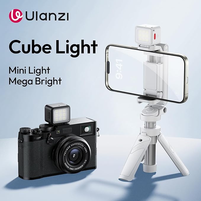 ULANZI DG01 Mini Cube Phone Light Portable LED Camera Light for DJI OSMO Pocket 3 Action Camera Sony zv-e 10 Canon r550,Support Magnetic Attraction & Type-C Charging for ULANZI JJ02 Tripod(White)
