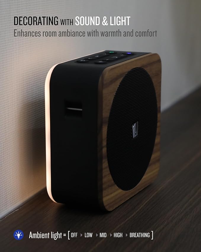 Sound Spot II SFQ-18: Portable Bluetooth Speaker with Powerful Bass, Nature Sounds, Ambient Light, and Speakerphone (Black)