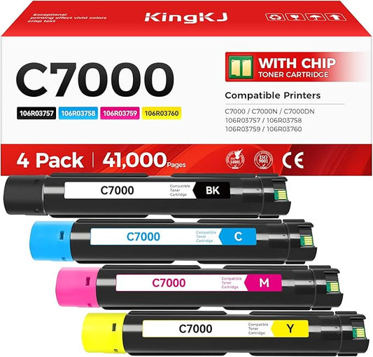 VersaLink C7000 High Capacity Toner Cartridge 4-Pack Replacement for Xerox 106R03757 106R03758 106R03759 106R03760 Compatible for Xerox VersaLink C7000 C7000N C7000DN Printer Black Cyan Magenta Yellow