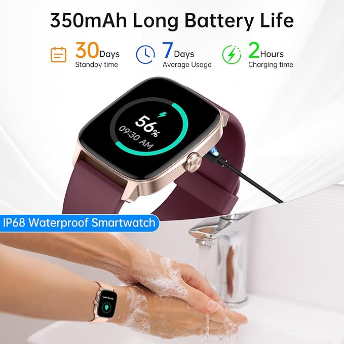 Smart Watches for Women Men with Bluetooth Call & AI Voice, 1.85" HD Fitness Tracker with Heart Rate SpO2 Sleep Monitor, 100+ Sports Modes Mini Games, IP68 Waterproof Smartwatch for Android iOS Phones